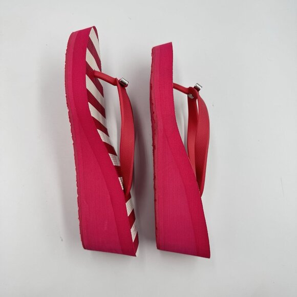 Coach Loralyn Red/White Stripe Wedge Thong Slip On Sandals Flip Flops Sz US 6 - Picture 7 of 8